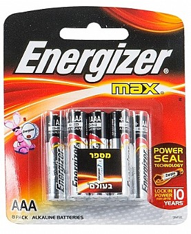 8 סוללות אלקליין Energizer AAA אנרג׳ייזר