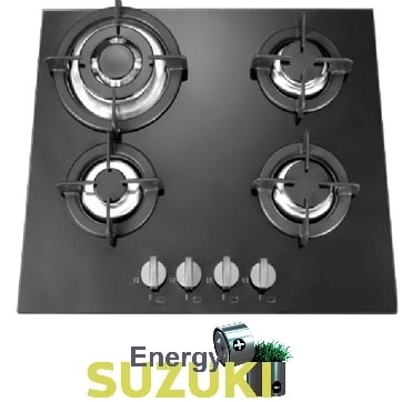 כיריים גז 60 ס"מ 4 להבות בשילוב זכוכית SUZUKI Energy