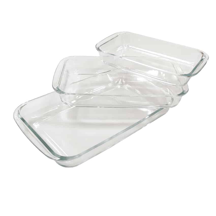 סט 3 תבניות זכוכית מחוסמת מלבנית La Kitchenette