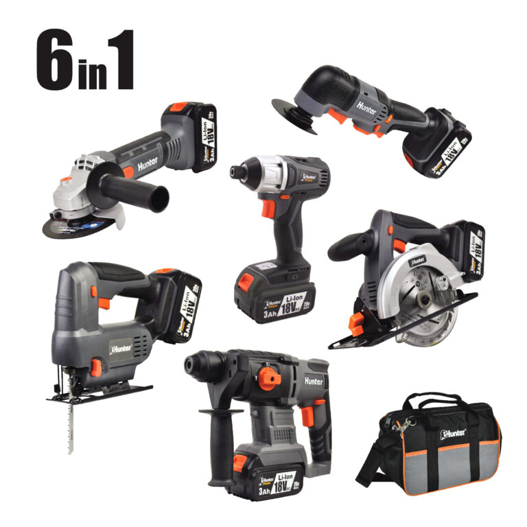 סט 6 כלים נטענים 3Ah 18V מקט : 102700-006 HUNTER