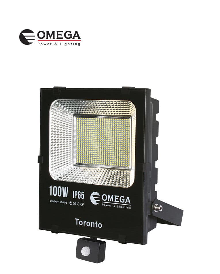 פנס הצפה מקצועי TORONTO עם גלאי תנועה 100W