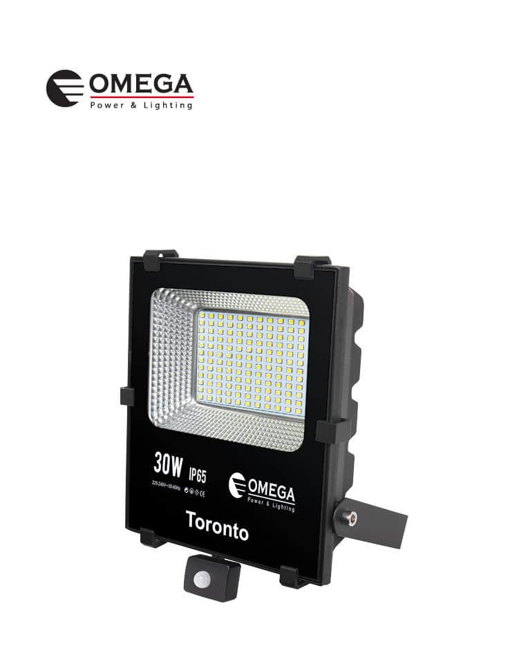 פנס הצפה מקצועי TORONTO עם גלאי תנועה שחור 30W