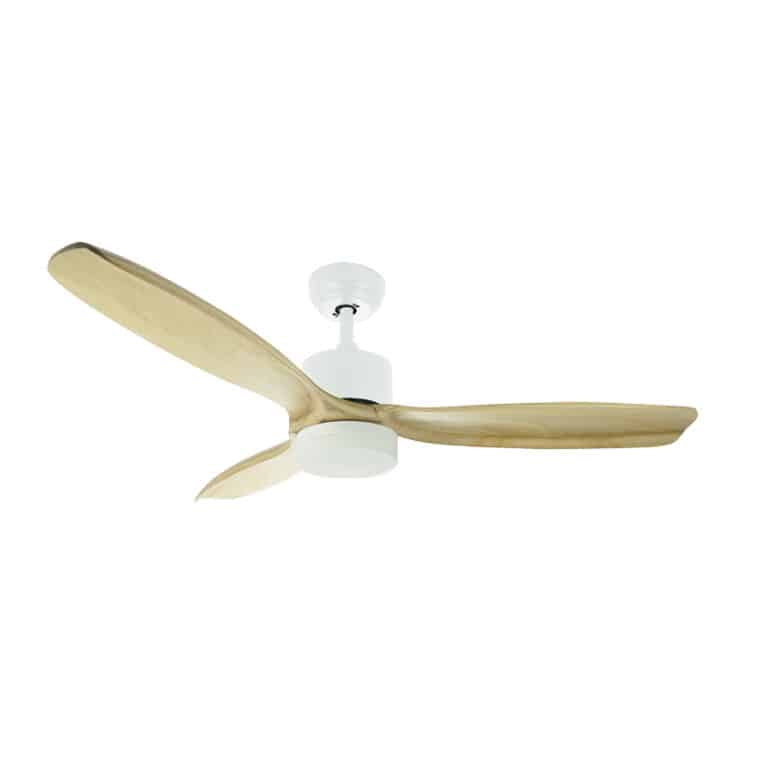 מאוורר תקרה פרימיום 42″ SWAN DC כולל WIFI ו- LED מובנה בצבע לבן, כנפיים מעץ אמיתי