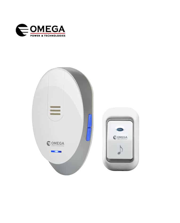 פעמון דלת אלחוטי דיגיטלי לבן וכסף OMEGA