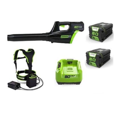 ‏מפוח עלים 99552/6 Greenworks+2 סוללות 4.0AH+מטען מהיר + ווסט