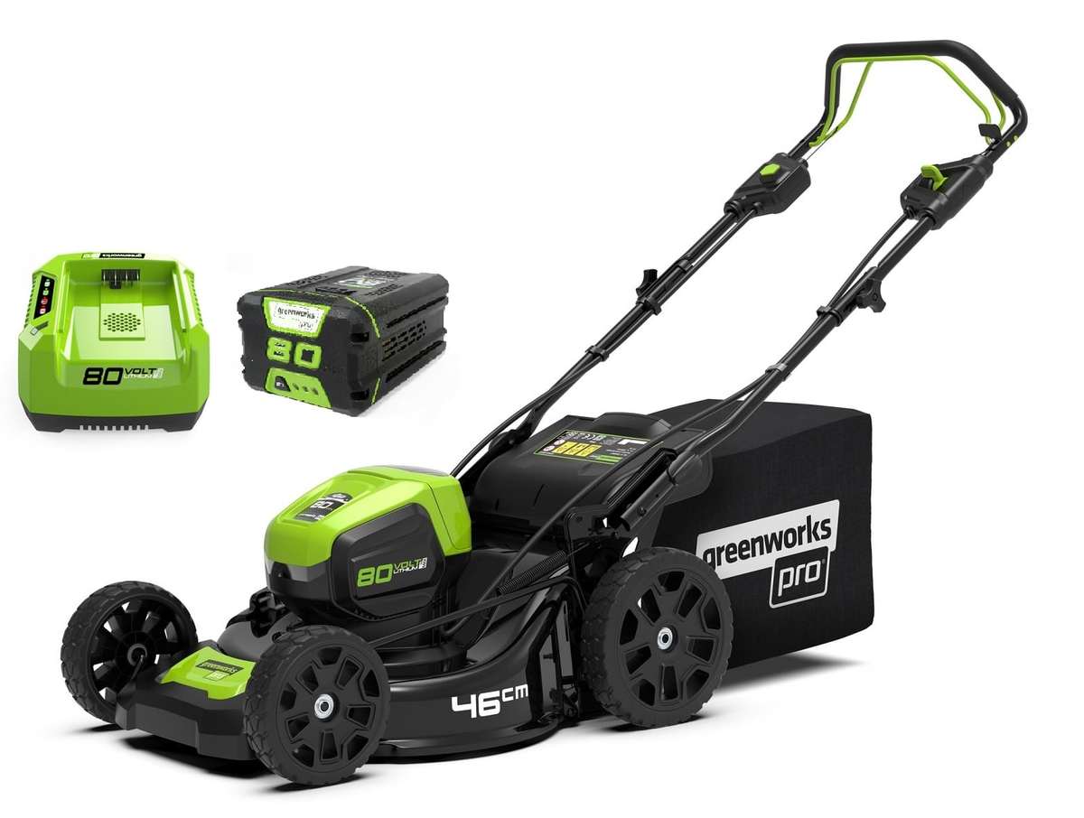 ‏מכסחת דשא 46 ס"מ 99751/9 Greenworks+ סוללה 2.0AH + מטען מהיר