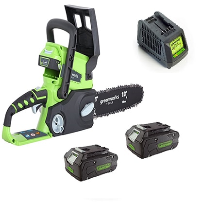 מסור ‏שרשרת10"- 99501/2 Greenworks+2 סוללות 2.0AH+מטען מהיר
