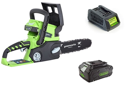 מסור ‏שרשרת10"- 99501/1.1 Greenworks+סוללה 4.0AH + מטען מהיר