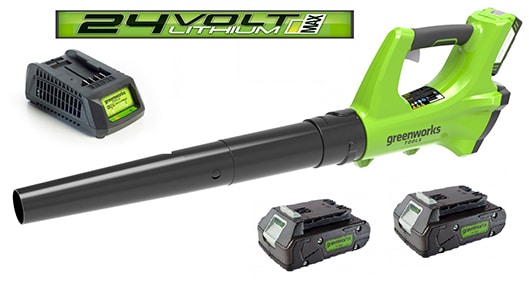 מפוח עלים24V+שתי סוללות4.0AH+מטען greenworks - 99506/3
