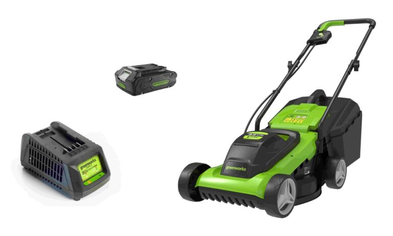 מכסחת דשא 24V + סוללה 2.0Ah + מטען מהיר greenworks