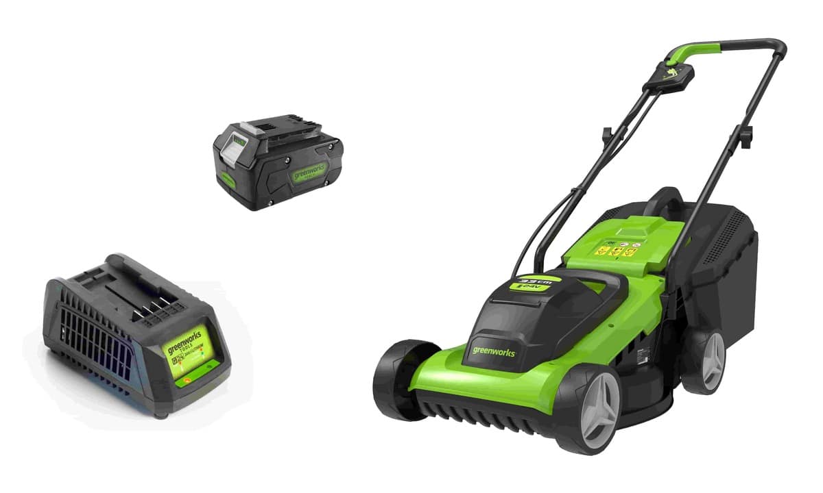 מכסחת דשא 24V + סוללה 4.0Ah + מטען מהיר greenworks