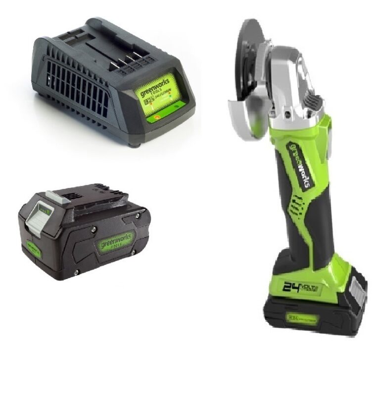 משחזת זווית "4.5 נטענת 24V+סוללה 4.0Ah+מטען greenworks-99574/5
