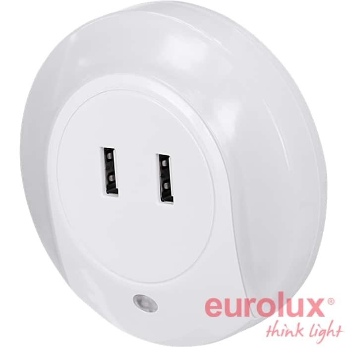 מנורת לילה טבעת עם חיישן אור וזוג שקעי USB X 2