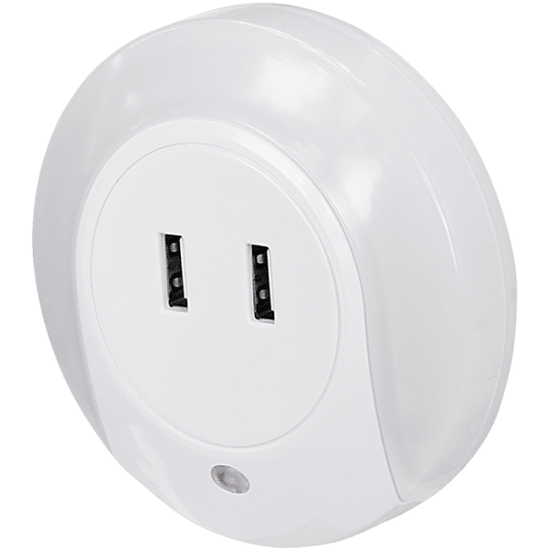 מנורת לילה טבעת עם חיישן אור וזוג שקעי USB X 2
