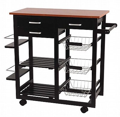 עגלת שירות שחורה מפוארת 6 תאים La Kitchenette 22732