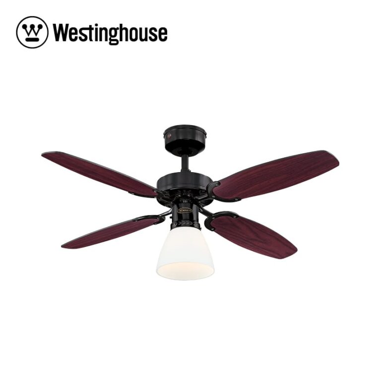 מאוורר תקרה ווסטינגהאוס 42″ דגם Capitol שחור עם כנפיים דו-צדדיות בגוון דובדבן/שחור