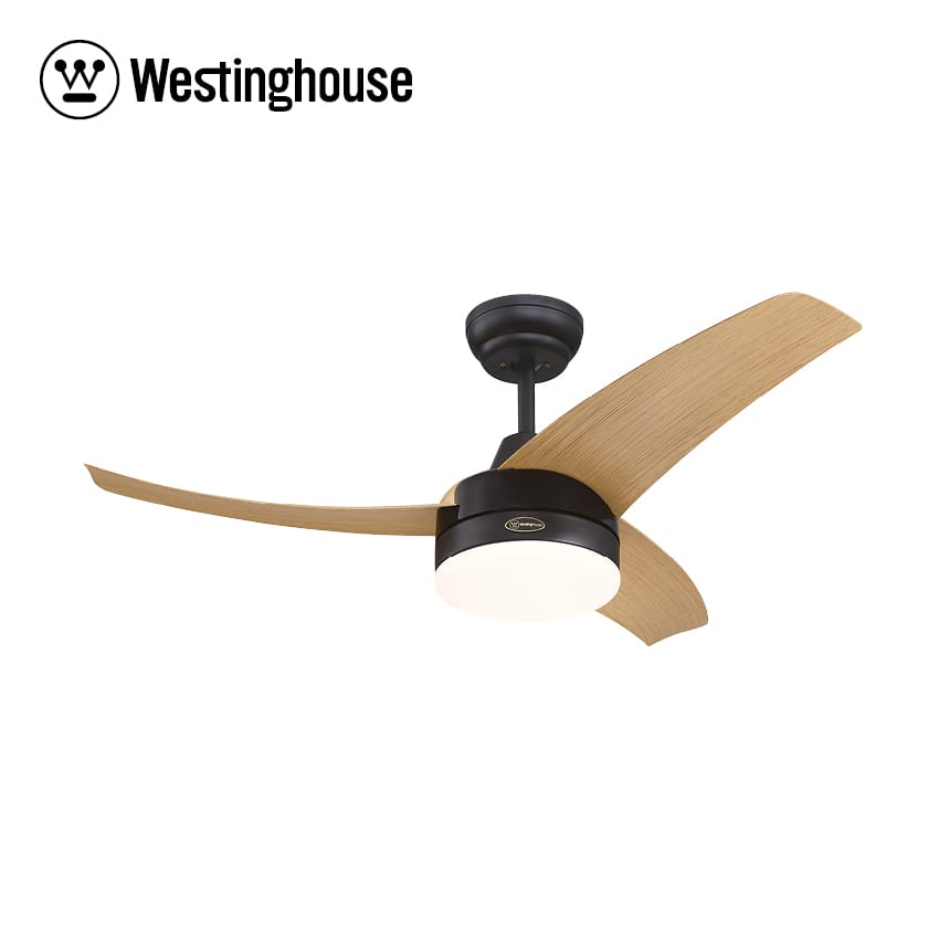 מאוורר תקרה ווסטינגהאוס 42″ דגם LONGWOOD שחור/עץ אלון | שלט | תאורת LED 24W עם גוון משתנה | מנוע DC - פטיש ומסמר