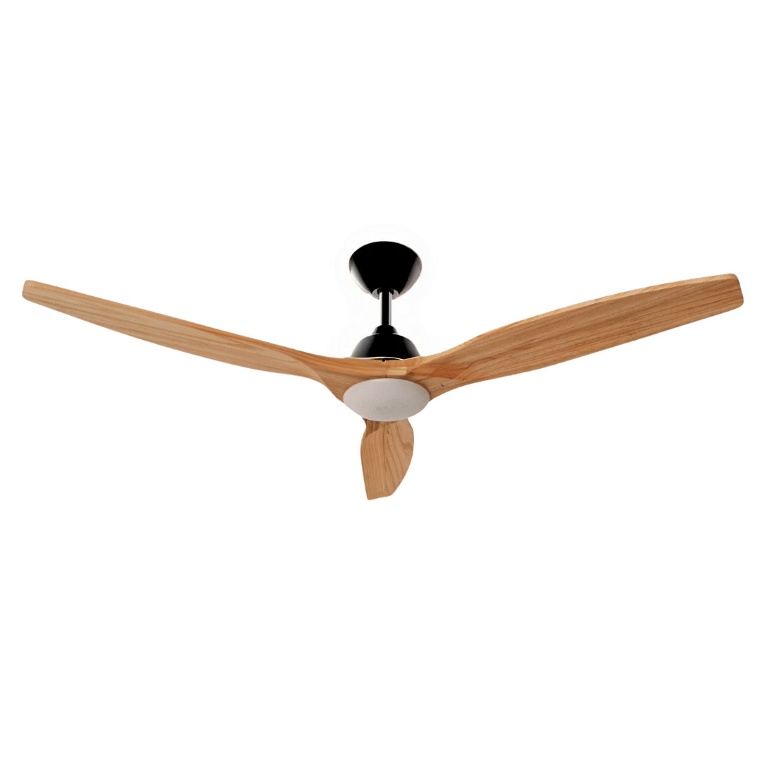 מאוורר תקרה 60″ BREEZE שחור עם כנפי עץ אלון אמיתי | שלט ואפליקציית WIFI | מתאים לפרגולה מקורה וחללים גדולים - פטיש ומסמר