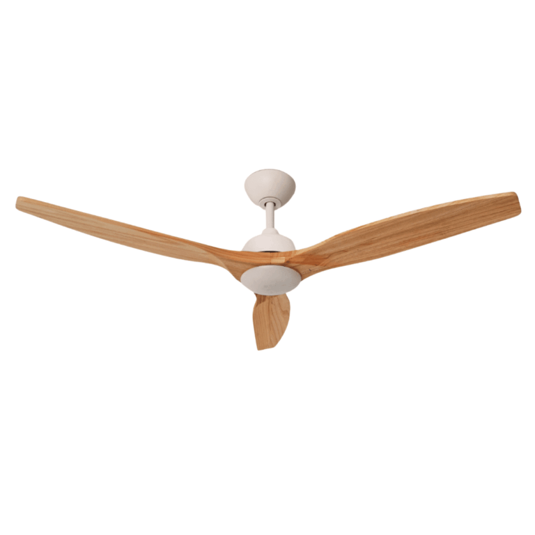 מאוורר תקרה 60″ BREEZE לבן עם כנפי עץ אלון אמיתי | שלט ואפליקציית WIFI | מתאים לפרגולה מקורה וחללים גדולים - פטיש ומסמר