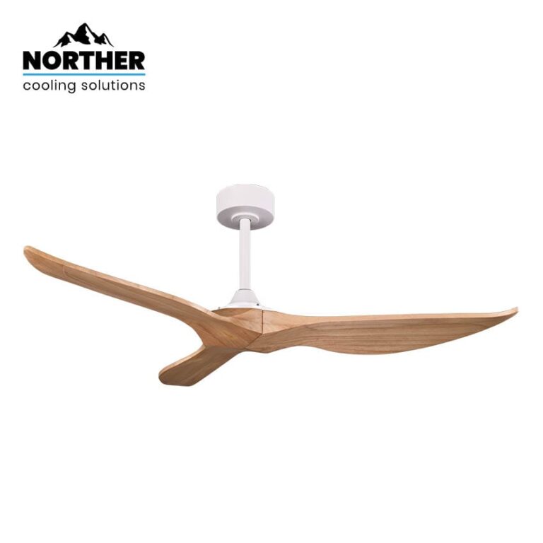 Norther מאוורר תקרה 52″ דגם TRINITY | מנוע DC שקט | שלט | כנפיים מעץ מלא טבעי - פטיש ומסמר