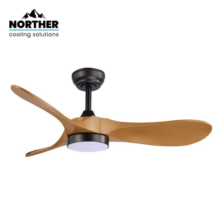 Norther מאוורר תקרה 42″ דגם YORK שחור/טיק | מנוע DC שקט | שלט | LED 24W