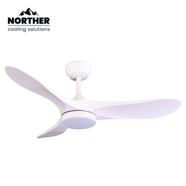 Norther מאוורר תקרה 42″ דגם YORK | מנוע DC שקט | צבע לבן