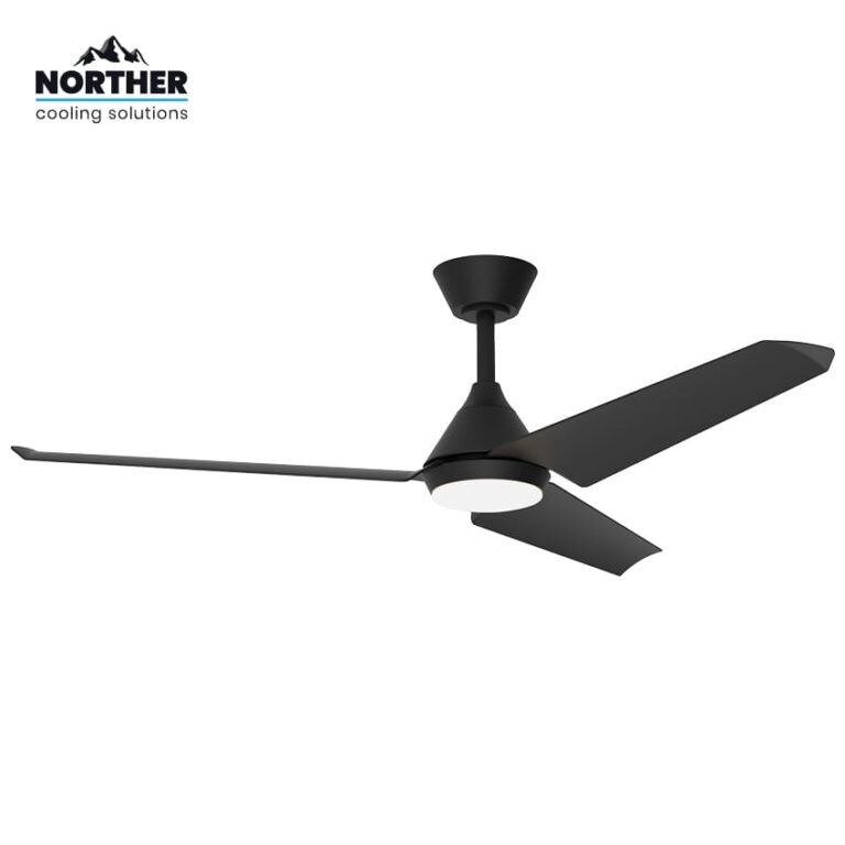 Norther מאוורר תקרה לפרגולה 52 אינץ' דגם TANGO IP44 שחור | מנוע DC שקט | תאורת LED | שלט רחוק