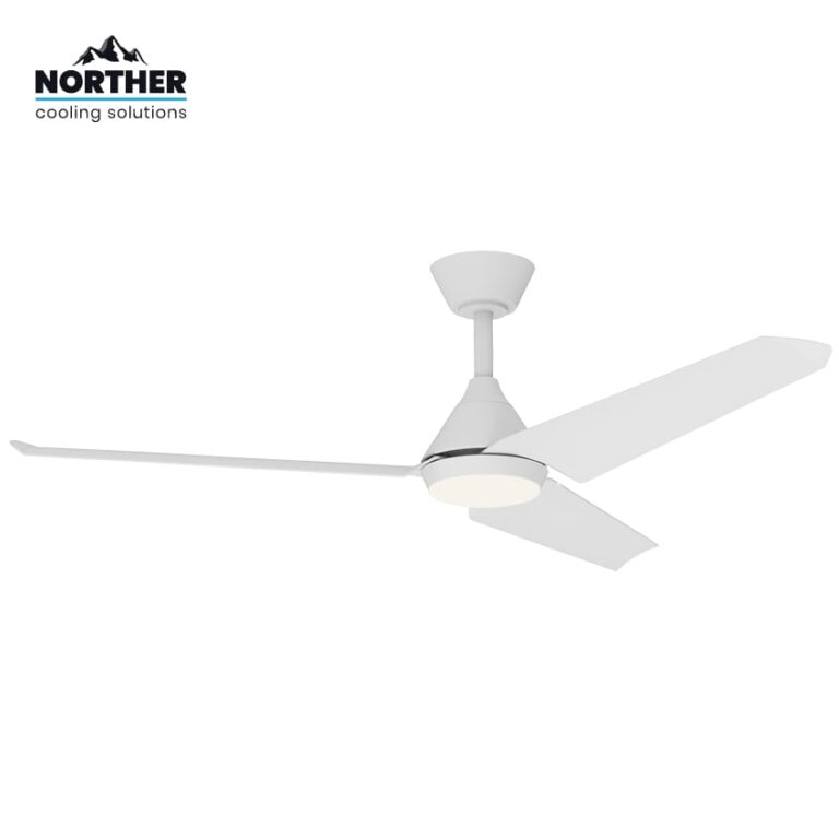 Norther מאוורר תקרה 52 אינץ' דגם TANGO IP44 לבן | מנוע DC שקט | תאורת LED 24W | עמידות IP44