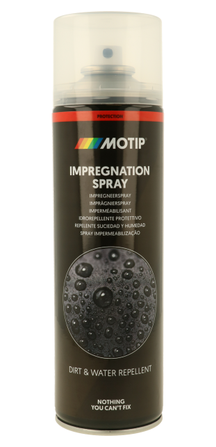ספריי אימפרגנציה MOTIP 400 מ"ל דגם 10950 להגנה על עור וטקסטיל מפני מים ולכלוך, מתאים לריפוד רכב נעליים ואוהלים עם טכנולוגיית קופולימר אקרילי פלואורי
