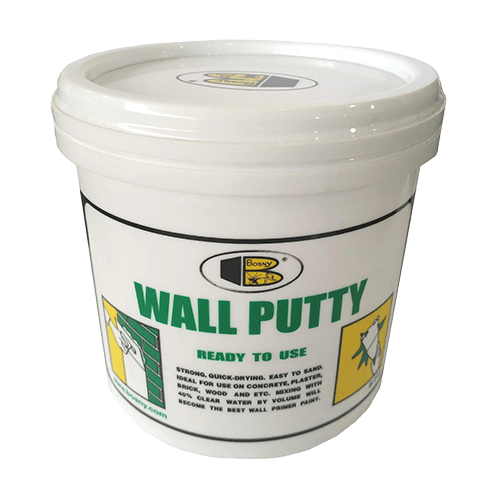 דבק שפכטל BOSNY B219 Wall Putty 5 קג מוכן לשימוש עם מרית למילוי סדקים וחורים במשטחים, מק"ט 10276, דגם B219, ייבוש מהיר והידבקות חזקה לקירות עץ ותקרות