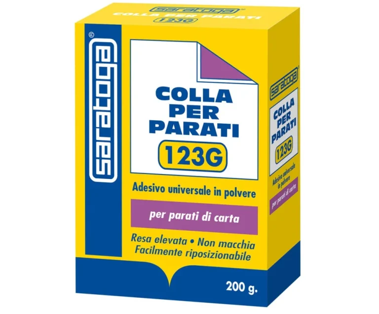 דבק טפטים Saratoga Colla per Parati 123G 200 גרם - דבק באבקה שקוף שאינו מכתים ומאפשר מיקום מחדש נוח עם הכנה מהירה תוך 5 דקות