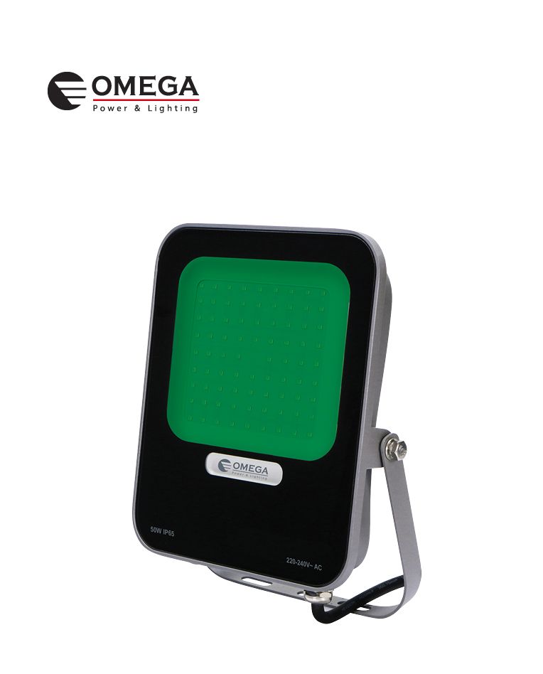 פנס הצפה לד עוצמתי OMEGA STRIKE 50W אור ירוק – מוגן מים IP65 - פטיש ומסמר